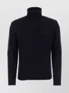 POLO RALPH LAUREN WOOL BLEND TURTLENECK WITH RIBBED TRIM AND BUTTONED CHEST POCKET