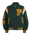 Polo Ralph Lauren Womens Branded Wool-blend Varsity Jacket Dark Green In Green