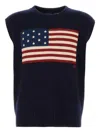 Polo Ralph Lauren Oversized Flag Motif Sleeveless Vest In Blue