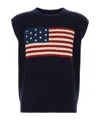 Polo Ralph Lauren Oversized Flag Motif Sleeveless Vest In Blue