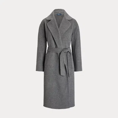 Polo Ralph Lauren Wool-blend Wrap Coat In Grey