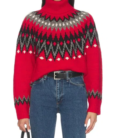 Polo Ralph Lauren Wool Blend Long Sleeve Turtleneck Pullover Sweater Fireside Red Multi