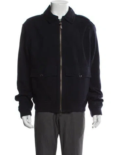 Pre-owned Polo Ralph Lauren Wool Bomber Jacket In Blue