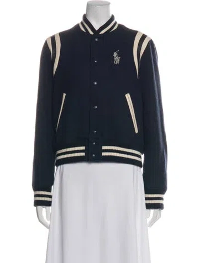 Pre-owned Polo Ralph Lauren Wool Bomber Jacket In Blue