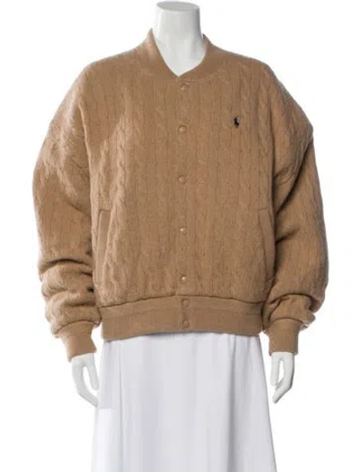 Pre-owned Polo Ralph Lauren Wool Bomber Jacket In Neutral