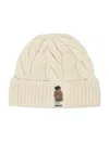 Polo Ralph Lauren Wool Cable Beanie Bear In Beige