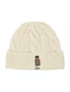 Polo Ralph Lauren Wool Cable Beanie Bear In Beige