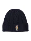 Polo Ralph Lauren Midnight Blue Wool Blend Beanie Hat In Black