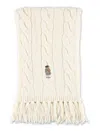Polo Ralph Lauren Wool Cable Scarf Bear In Beige