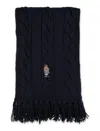 Polo Ralph Lauren Wool Cable Scarf Bear In Navy