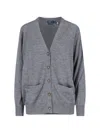 Polo Ralph Lauren Button-front Patch-pocket Cardigan In Gray