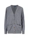 Polo Ralph Lauren Medium-weight Italian Wool Cardigan With V-neck In Gray