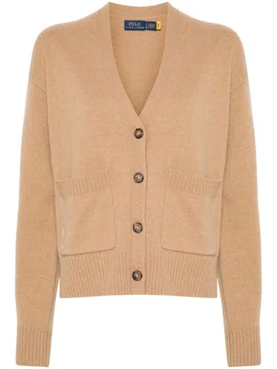 Polo Ralph Lauren Wool Cardigan With Dropped Shoulder Clothing In Nude