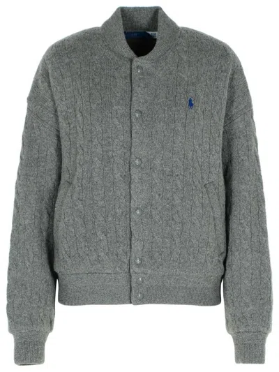 POLO RALPH LAUREN WOOL-CASHMERE BLEND BOMBER COAT WITH SWEATER KNIT FINISH