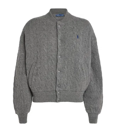 Polo Ralph Lauren Wool-cashmere Bomber Jacket In Gray