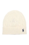 Polo Ralph Lauren Womens Cream Cable Knitted Wool And Cashmere Beanie In White