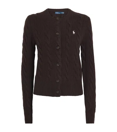 Polo Ralph Lauren Wool-cashmere Cable-knit Cardigan In Brown