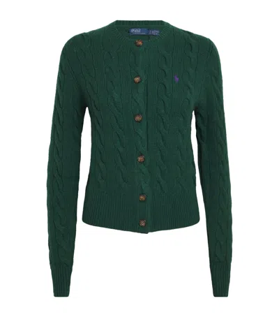 Polo Ralph Lauren Wool-cashmere Cable-knit Cardigan In Green