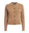 Polo Ralph Lauren Wool-cashmere Cable-knit Cardigan In Brown