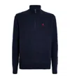 Polo Ralph Lauren Blue Cable-knit Sweater With Zip And Pony Embroidery In Wool And Cashmere Man In Blue