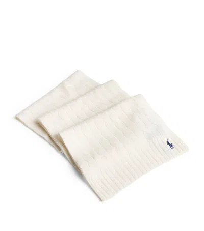 Polo Ralph Lauren Wool-cashmere Cable-knit Scarf In White
