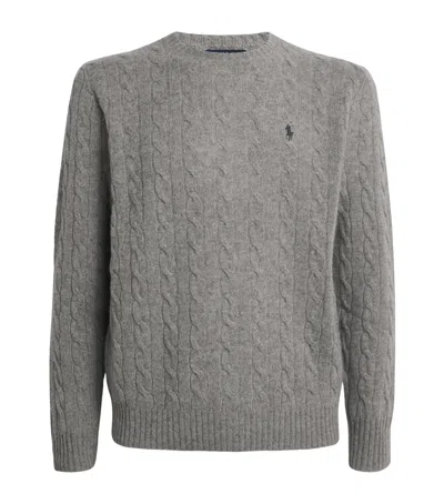 Polo Ralph Lauren Wool-cashmere Cable-knit Sweater In Gray