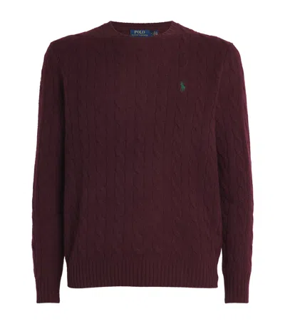 Polo Ralph Lauren Ralph Lauren Cable Knit Jumper Burgundy In Black