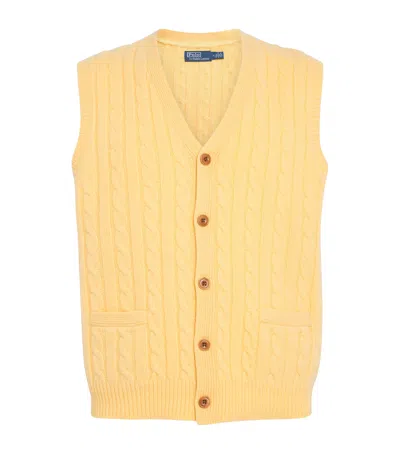 Polo Ralph Lauren Wool-cashmere Cable-knit Sweater Vest In Yellow