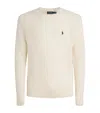 Polo Ralph Lauren Classic Cable-knit Sweater With Ribbed Hem And Embroidered Logo In White