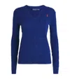 Polo Ralph Lauren Wool-cashmere Cable-knit V-neck Slim Sweater In Blue