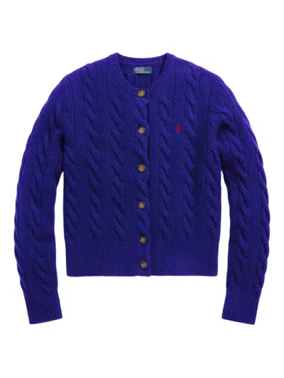 Polo Ralph Lauren Womens Cable Long-sleeve Wool-cashmere Jumper Active Royal Xs In Blue