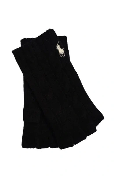 Polo Ralph Lauren Wool Cashmere Classic Cable Fingerless Glove In Black