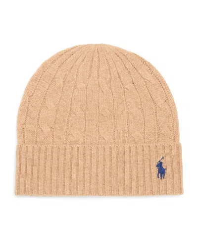 Polo Ralph Lauren Wool-cashmere Polo Pony Beanie In Sand