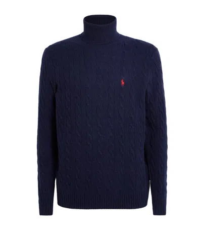 Polo Ralph Lauren Wool-cashmere Rollneck Sweater In Blue