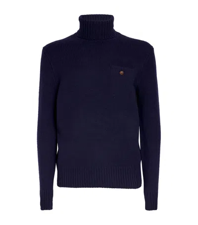 Polo Ralph Lauren Wool-cashmere Rollneck Sweater In Blue