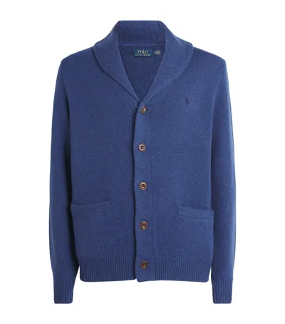 Polo Ralph Lauren Wool-cashmere Shawl-collar Cardigan In Blue