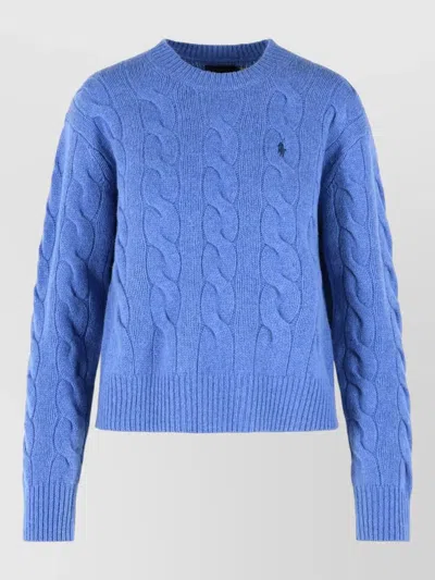 Polo Ralph Lauren Cable-knit Logo-embroidered Sweater In Blue