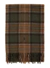 Polo Ralph Lauren Embroidered-logo Check-pattern Scarf In Brown