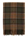 Polo Ralph Lauren Embroidered-logo Check-pattern Scarf In Brown