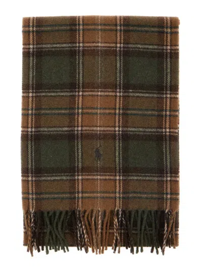 Polo Ralph Lauren Embroidered-logo Check-pattern Scarf In Multi