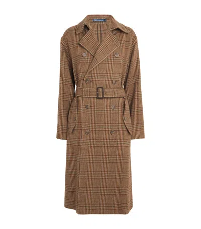 Polo Ralph Lauren Wool Check Car Coat In Brown