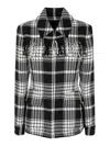 Polo Ralph Lauren Goleta Fringed Checked Wool-flannel Jacket In Negro