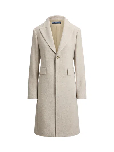 Polo Ralph Lauren Wool Coat With Logo In White