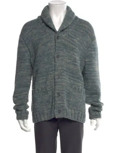 Pre-owned Polo Ralph Lauren Wool Collar Cardigan In Blue