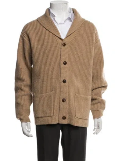 Pre-owned Polo Ralph Lauren Wool Collar Cardigan In Brown