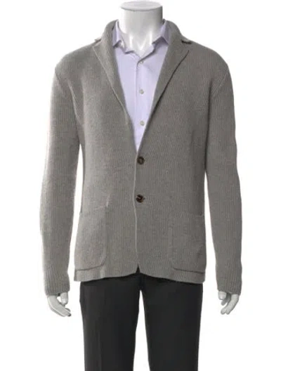 Pre-owned Polo Ralph Lauren Wool Collar Cardigan In Gray