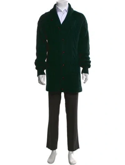 Pre-owned Polo Ralph Lauren Wool Collar Cardigan In Green