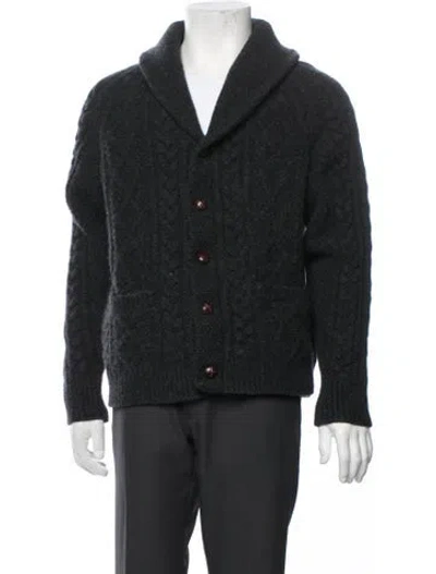 Pre-owned Polo Ralph Lauren Wool Collar Cardigan In Grey