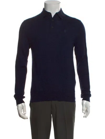 Pre-owned Polo Ralph Lauren Wool Collar Polo Shirt In Blue