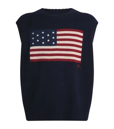Polo Ralph Lauren Wool-cotton Usa Sweatshirt In Blue